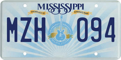 MS license plate MZH094