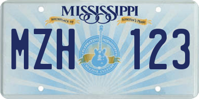 MS license plate MZH123