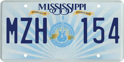 MS license plate MZH154