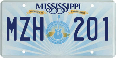 MS license plate MZH201