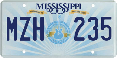 MS license plate MZH235
