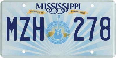 MS license plate MZH278