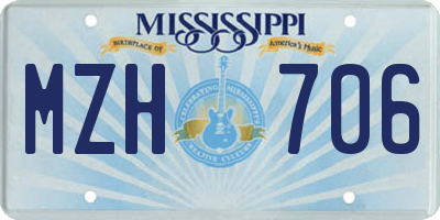 MS license plate MZH706