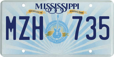 MS license plate MZH735