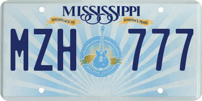MS license plate MZH777