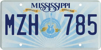 MS license plate MZH785