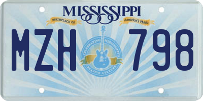 MS license plate MZH798