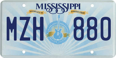 MS license plate MZH880