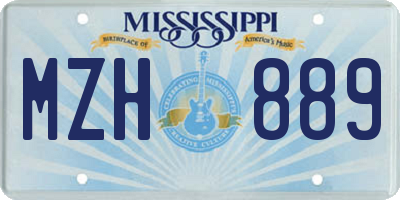 MS license plate MZH889