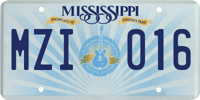 MS license plate MZI016