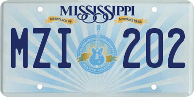 MS license plate MZI202