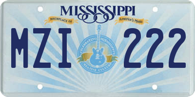 MS license plate MZI222