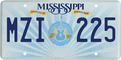 MS license plate MZI225