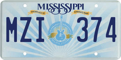 MS license plate MZI374