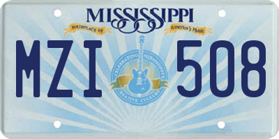 MS license plate MZI508