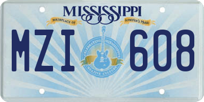 MS license plate MZI608