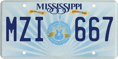 MS license plate MZI667