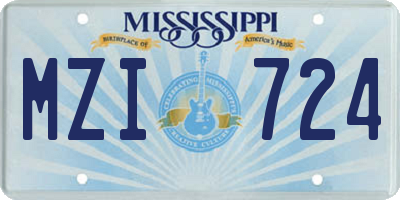 MS license plate MZI724