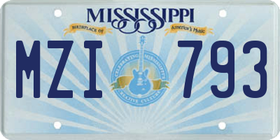 MS license plate MZI793