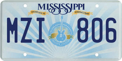 MS license plate MZI806