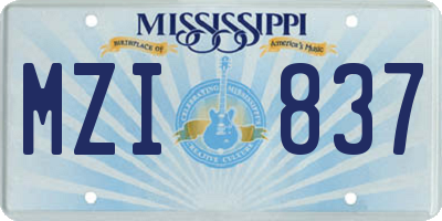 MS license plate MZI837