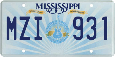 MS license plate MZI931