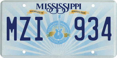 MS license plate MZI934