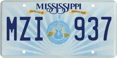 MS license plate MZI937