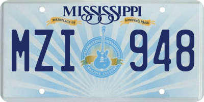 MS license plate MZI948