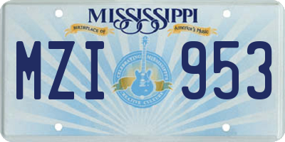 MS license plate MZI953