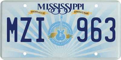 MS license plate MZI963