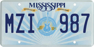 MS license plate MZI987