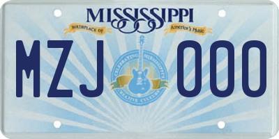 MS license plate MZJ000