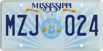 MS license plate MZJ024