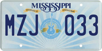 MS license plate MZJ033