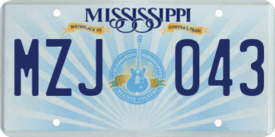 MS license plate MZJ043