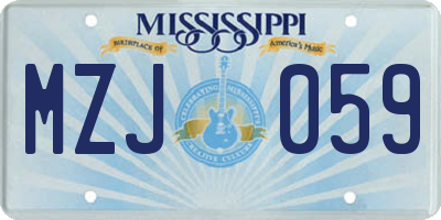 MS license plate MZJ059