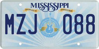 MS license plate MZJ088