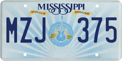MS license plate MZJ375