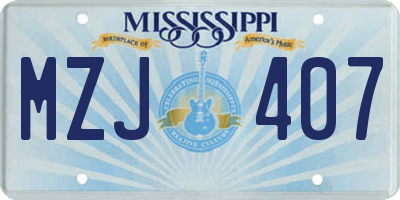 MS license plate MZJ407