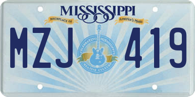 MS license plate MZJ419