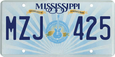 MS license plate MZJ425