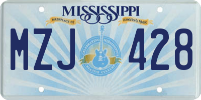 MS license plate MZJ428