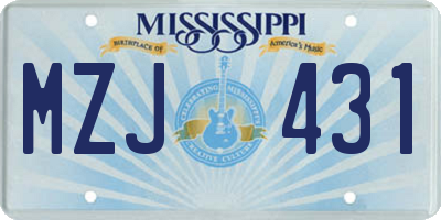 MS license plate MZJ431