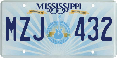 MS license plate MZJ432