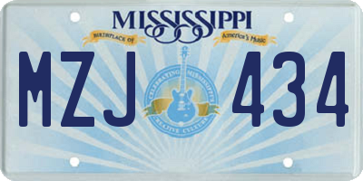 MS license plate MZJ434