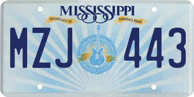 MS license plate MZJ443