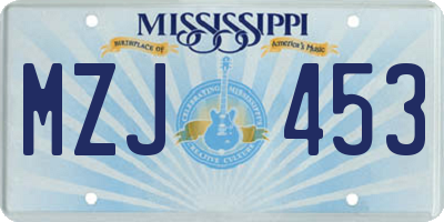 MS license plate MZJ453