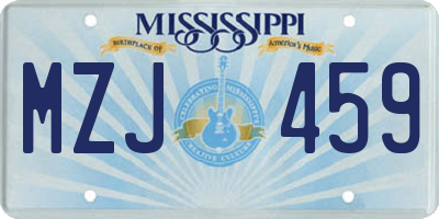 MS license plate MZJ459