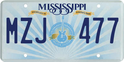 MS license plate MZJ477